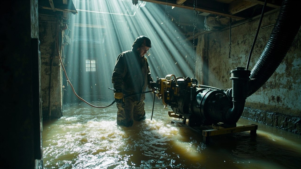 Basement Flooding Pumpout Crew Arriving On Site