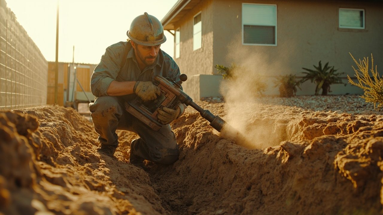 Main Water Line Break Repair Technician At The Front Door