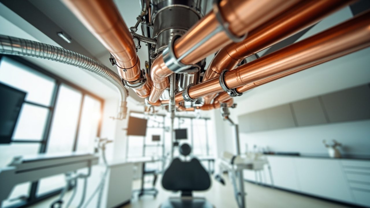 Medical And Dental Gas Plumbing Precision Work Close Up