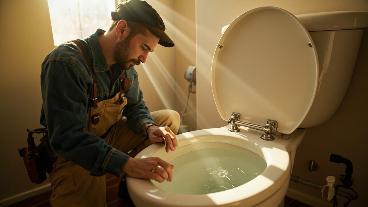Toilet Repair And Installation Technician At The Front Door